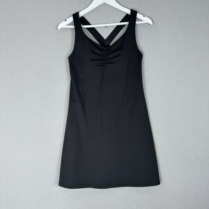 Frankly Womens Tennis Dress Medium Black Ruched Bust Golf Performance Athletic